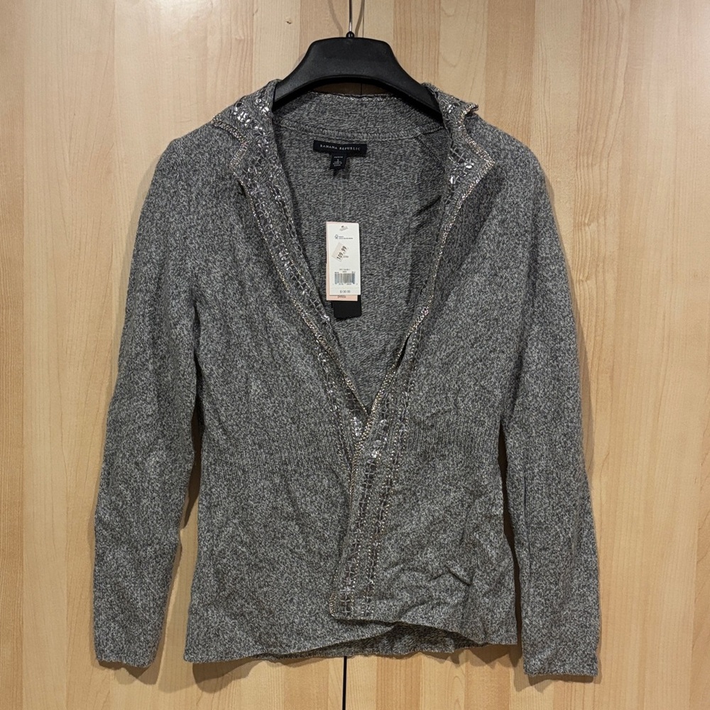 Banana Republic Gray Sweater with Sequin Trim